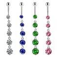 thumbnail image 2 of K-KED Diamond Navel Ring Pendant Stainless Steel Zircon Navel Nail Piercing Accessory-green, 2 of 9