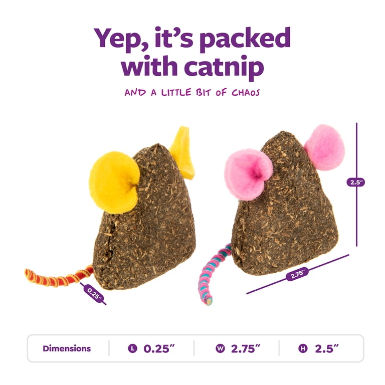 SmartyKat Mousy Mayhem 2-Piece Compressed Catnip Mice Cat Toys