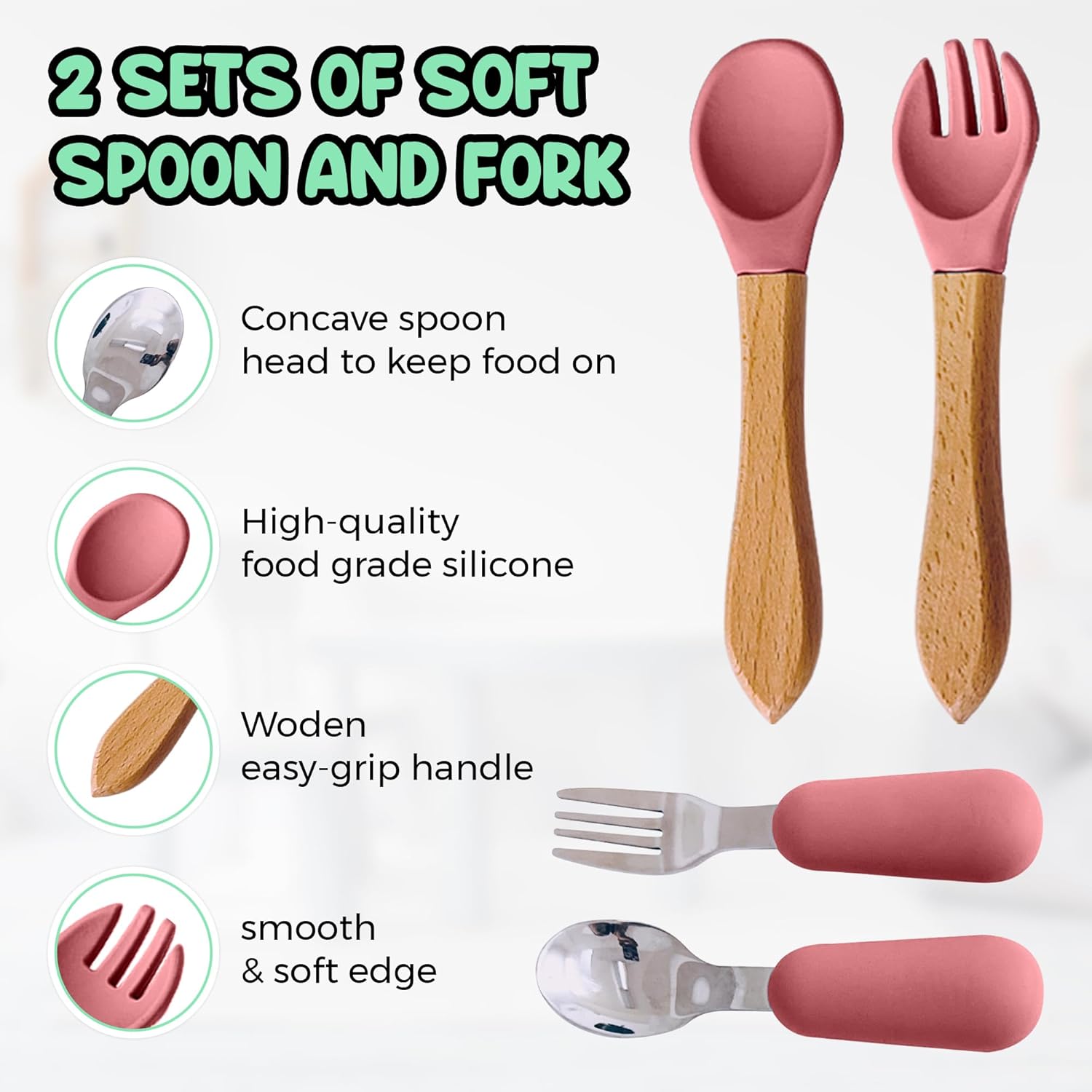 Aha Essentials Pink Baby Feeding Set - 12 Piece Silicone Tableware
