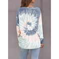 thumbnail image 5 of Women's Casual Color Block Tie Dye Crewneck Long Sleeve Loose Pullover Sweatshirt Tops, 5 of 6