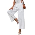 thumbnail image 3 of Seyurigaoka Women's Plus Sized Elastic High Waist Pants Casual Linen Boho Summer Beach Palazzo Wide Leg Loose Trousers, 3 of 6