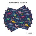 thumbnail image 2 of Placemats Set Of 4 / 6, Dinosaur Flowers Placemats For Dining Table Indoor/Outdoors Heat Resistant Washable Placemats 18" X 12", 2 of 8