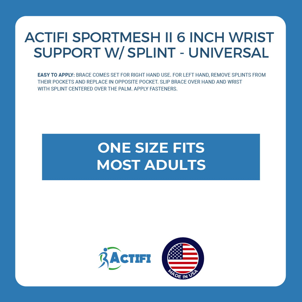 Actifi SportMesh II 6 Inch Wrist Support w/Splint Universal Carpal Tunnel 
