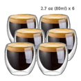 thumbnail image 3 of 6-Piece Set of 80ml Double-Walled Glass Tumblers for Espresso & Tea Heat Insulated, 3 of 4