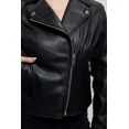 thumbnail image 3 of Whet Blu DEMI Vegan Leather Fashion Notch Collar Zip-Up Stylish Design Lightweight Outerwear Jacket Black 2XL, 3 of 5