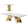 thumbnail image 1 of Café en Verre Transparent Géométrique + Table de Fin Sertie d'Acier Inoxydable Doré, 1 of 3