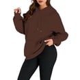 thumbnail image 2 of Sudaderas con Capucha Extragrandes para Mujer, Sudaderas de Forro , Suéteres de Moda para Otoño e Invierno Marrón Oscuro M, 2 of 9