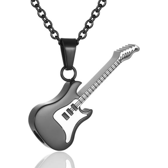 Keepsake Necklace For Ashes For Music Lovers Stainless Steel Guitar Cremation Jewelry Women Men Memorial Urn Pendant Loved Ones Ashes Necklace