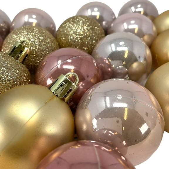 1.5 Inch Shiny, Matte & Glitter Pink & Gold Ball Christmas Ornament 20 Piece Set