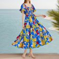 thumbnail image 1 of WILLBEST Regalos Para Mujer Vestido Casual Moderno Para Mujer, Ideal Para Playa, Vacaciones Y Hogar, Manga Abullonada, Corte A Fluido, Estampado Floral, Ideal Para Primavera Y Verano., 1 of 3