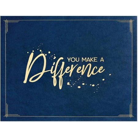 PaperDirect You Make A Difference Certificate Jackets, 9"x12", Blue 80lb Stock, Gold Foil Recognition Folders for Teachers, Graduation, Awards, Staff & Volunteers Certificat Holders, 50-Pack