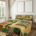 thumbnail image 3 of Ambesonne Garden Fitted & Top Sheet Set with Shams, Plants and House Door, Pale Orange Fern Green, 3 of 8