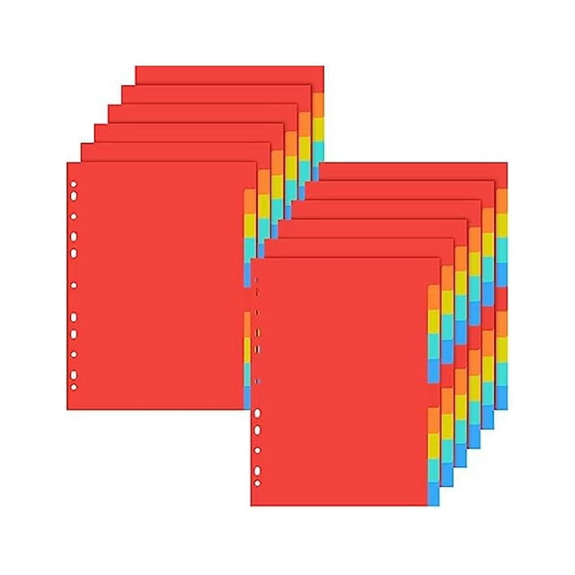 Separadores de carpeta de 3 anillas con pestañas Separadores de cuaderno tamaño carta Separadores de plástico de 5 colores Carpeta como se muestra