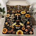thumbnail image 2 of Feelyou Rustic Bee Print Bed Sheets for Kids, Vibrant Groovy Mushroom King Sheets, Cartoon Boho Animal Sheet Set, Luxury Bedroom Decor, 4pcs, 2 of 7