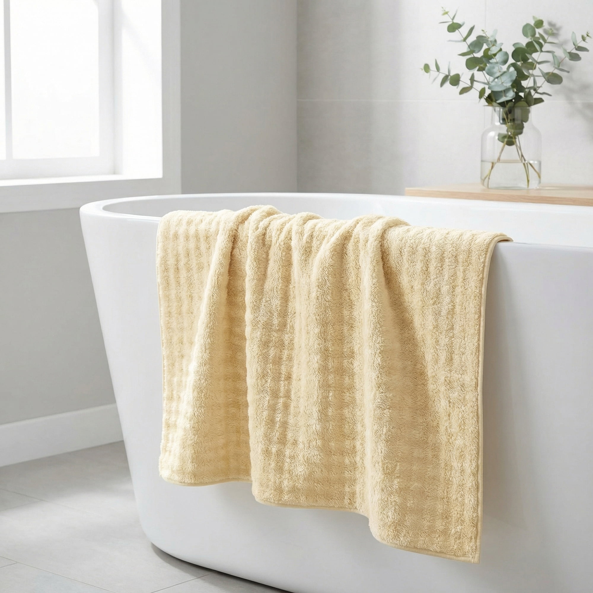Unique Bargains Soft Coral Fleece Fade Resistant Bath Towel 2 Pack White/Grey 55"x28"