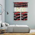 thumbnail image 6 of Abstract Art Kitchen Curtains Valances and Tiers Set of 3 Red Black Gray Lines Psychedelic Gradient Tier Curtains and Valance with Rod Pocket for Small Windows, 27.5"x36", 6 of 9