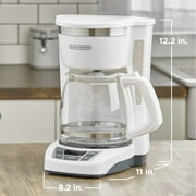 BLACK+DECKER 12-Cup Programmable Coffee Maker with Sneak-A-Cup, Keep Hot Plate, White, CM1160W-1