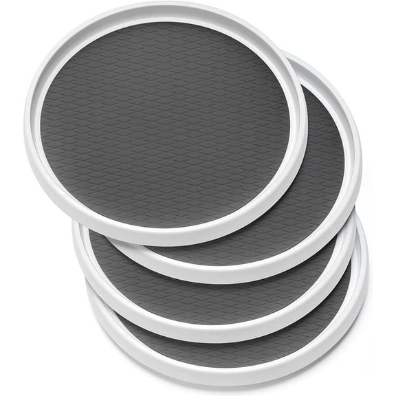 Set of 4, 10 Inch Non-Skid Lazy Susan Organizers for Cabinet, Pantry, Kitchen, Fridge, Bathroom Makeup Vanity, Under Sink, and Spice Rack Storage and Organization.