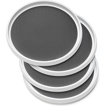Set of 4, 10 Inch Non-Skid Lazy Susan Organizers - Turntable Rack for Cabinet, Pantry Organization and Storage, Kitchen, Fridge, Bathroom Makeup Vanity Countertop, Under Sink Organizing, Spice Rack