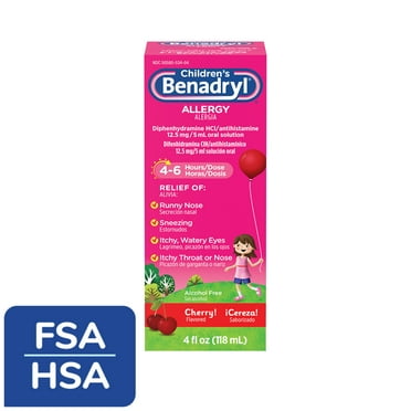 Children's Benadryl Allergy Relief Liquid, Cherry Flavor, 4 fl. oz