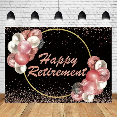Pink Gold Retirement Backdrop Golden Circle Retired Party Background for Photography - Women Men Retirement We Will Miss You Farewell Parties Centerpiece Banner