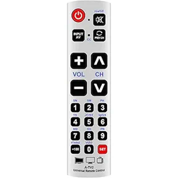 A-TV2 URC-1234ALB Replacement Remote Crontrol fit for Almost All Brand TVs