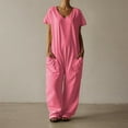 thumbnail image 2 of Women's V Neck Casual Jumpsuit Oversized Pocket Comfortable Loose Fit Solid Color Summer Outfit, 2 of 2