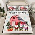 thumbnail image 2 of jejeloiu Colorful Kawaii Gnome Twin Sheet Sets,Western Christmas Cabin Twin Fitted Sheet,White Geometric Plaid Flat Sheet For Children,Microfiber Bedroom Decor,3pcs, 2 of 7