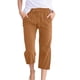 thumbnail image 1 of Pantalones de cintura alta y pierna ancha con cordón para mujer - Pantalones rectos elásticos de poliéster con bolsillos, 1 of 5