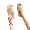 thumbnail image 1 of Pantuflas Casa Viscoelástica Con Forro Piel Sintética Peluda Y Esponjosa para Mujer Punta Abierta, 1 of 9