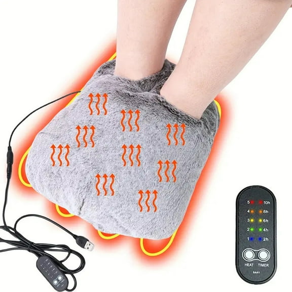 Hometravel USB Powered Foot Warmer, Removable Washable Heating Slipper with Adjustable Temperature, Comfortable Warming Device for Indoor Use, Office, Home