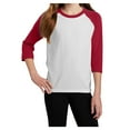 thumbnail image 2 of Youth Core Blend 3/4-Sleeve Cotton/Polyester Raglan Tee White/ Red X-Large, 2 of 6