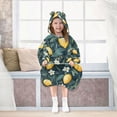thumbnail image 7 of FORMRS Wearable Blanket Hoodie with Sleeves for Kids Cozy Flannel Sweatshirt, Blue Floral Lemons, 7 of 7
