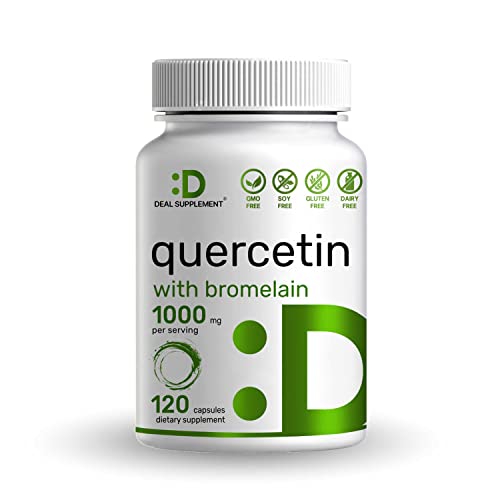 Quercetin 1000mg 21 Formula, Bromelain with Quercetin Supplements, 120