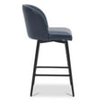 thumbnail image 3 of CHITA 27" Swivel Upholstered Counter Bar Stools set of 3 with Back & Metal Legs, Faux Leather in Navy Blue, 3 of 10