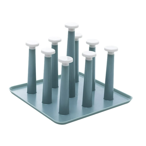 Yuarrent Organizador de secado de vidrio ABS, fácil de limpiar, impermeable, línea suave, durabilidad, soporte de secado de tazas Almacenamiento y organización del hogar azul claro