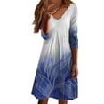 thumbnail image 1 of SZXZYGS Robes pour Femmes 2024 Fête Mode pour Femmes Imprimé Dégradé de Fleurs Col Ondulé Manche Mi-Longue Robe Jupe 2024, 1 of 4