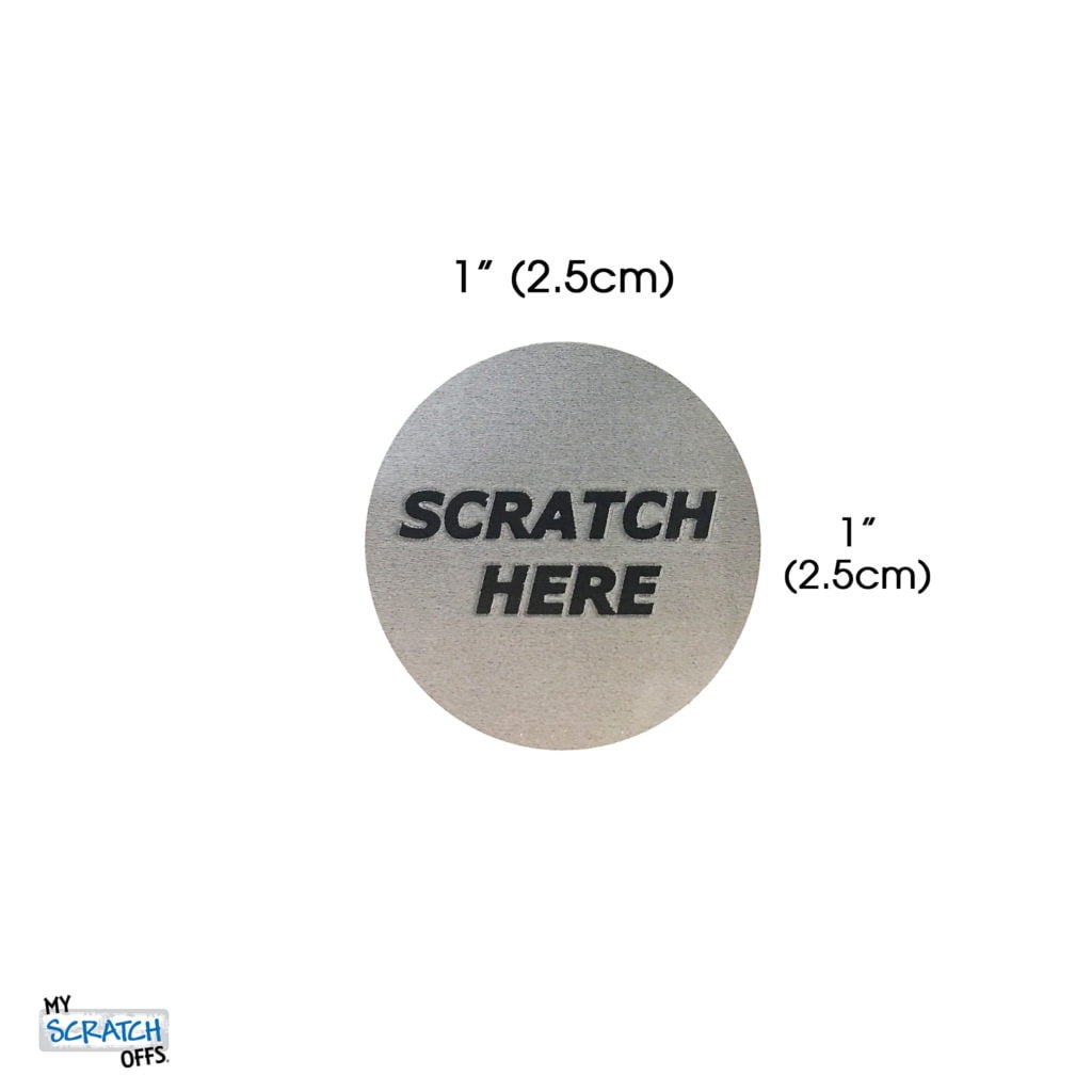 My Scratch Offs 1" Silver Round "Scratch Here" Scratch-off Sticker Labels, 250 Count