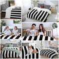 thumbnail image 5 of Queen 4 Piece Bedding Set Black and White Stripe Soft Breathable Duvet Cover and Pillowcase, Geometric Modern Minimalist Art Duvet Cover Set Bed Sheets for Bedroom Dormitory Guest Room, 5 of 9