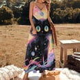 thumbnail image 2 of Cute Planet Cat Fine Art Sleeveless Dress Summer Dress Woman 2025, 2 of 7