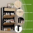 thumbnail image 3 of Kojooin Shoe Storage Cabinet with 2 Flip Drawers, Farmhouse Fluted Shoe Organizer with Metal Legs, Freestanding Hidden Slim Narrow Shoe Rack for Entryway, Foyer, Hallway, 3 of 9