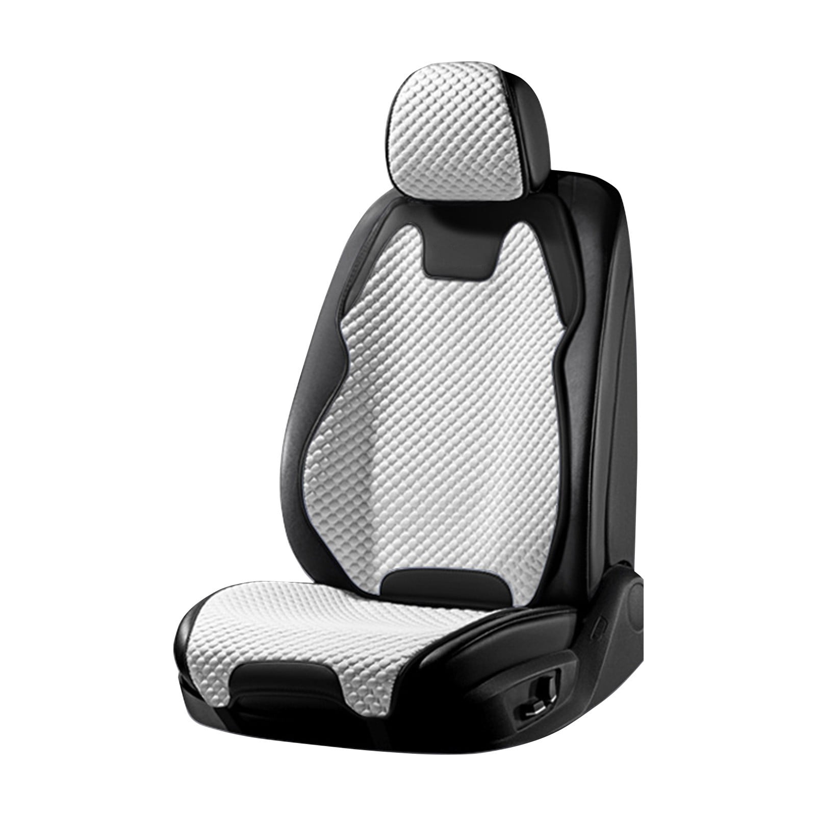 Coussin de Siège Auto Réglable avec Appui-Tête Dossier Circulation d'Air Frais Coussin en Maille Accessoire de Confort d'Été Réglage à Trois Niveaux Matériau Lin Blanc Blanc