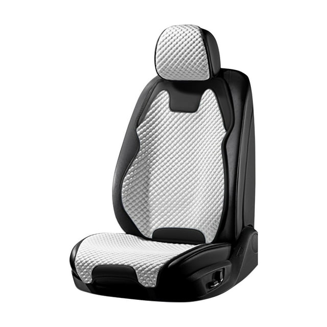 White Gel-Infused Car Seat Pad With Removable Backrest And Headrest Three Adjustable Levels Breathable Mesh For Year-Round Comfort