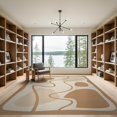 thumbnail image 2 of ODIKA 9'x12' Warm Earth Tones Abstract Line Art Washable Area Rug Modern Organic Shapes with Flowing Lines Non-Slip, Chair-Friendly for Dining Room, Basement, Large Office, 2 of 7