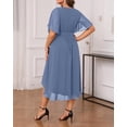 thumbnail image 4 of Vestido Talisea Dusty Blue Chiffon High Low para mujer, talla grande, 4 of 6