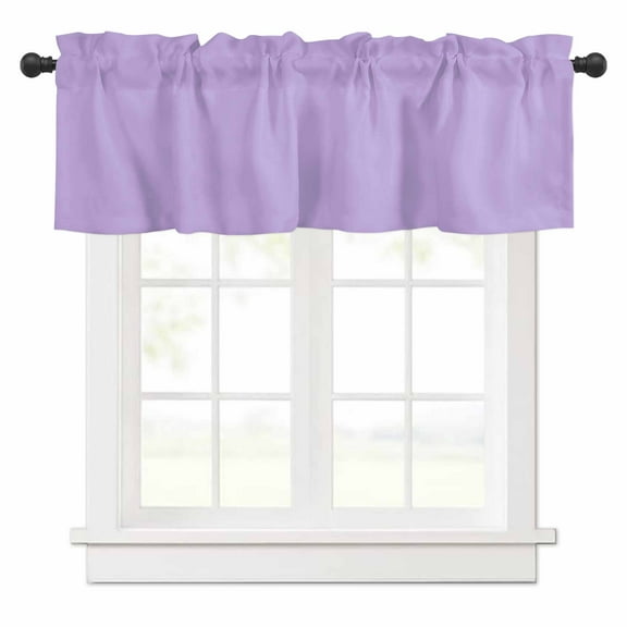 Minimalist Solid Color Valances for Windows Pure Lavender Purple Simple Rod Pocket Curtain Valance Window Treatment Short Curtains for Kitchen Living Room, 54"x18"