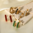 thumbnail image 4 of Nvzi Conjunto versátil en forma de U con pendientes llenos de diamantes y circonitas, pendientes y pendientes con diseño de nicho de acero de titanio (rojo), 4 of 4