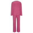 thumbnail image 5 of Clothing Cqxid525 cotton pajamas for women set Ribbed Pajama Sets for Women Pullover V Neck Long Sleeve Sleepwear Matching Comfy Long Pants Outfits Two Piece Soft Sleepwear Red 1PC, 5 of 8
