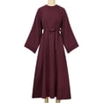 thumbnail image 5 of BadyminCSL Women's Loose Robe Casual Dress Foundation Solid Color Large Dress Round Neck Long Sleeve Dress, 5 of 8