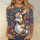 thumbnail image 1 of TaTaai 3/4 Sleeve T Shirt for Women Easter Print Round Neck Casual Loose Fit Top Fashion Pullover Soft Stretchy Comfortable Blouse for Spring Holiday Daily Gift, 1 of 5